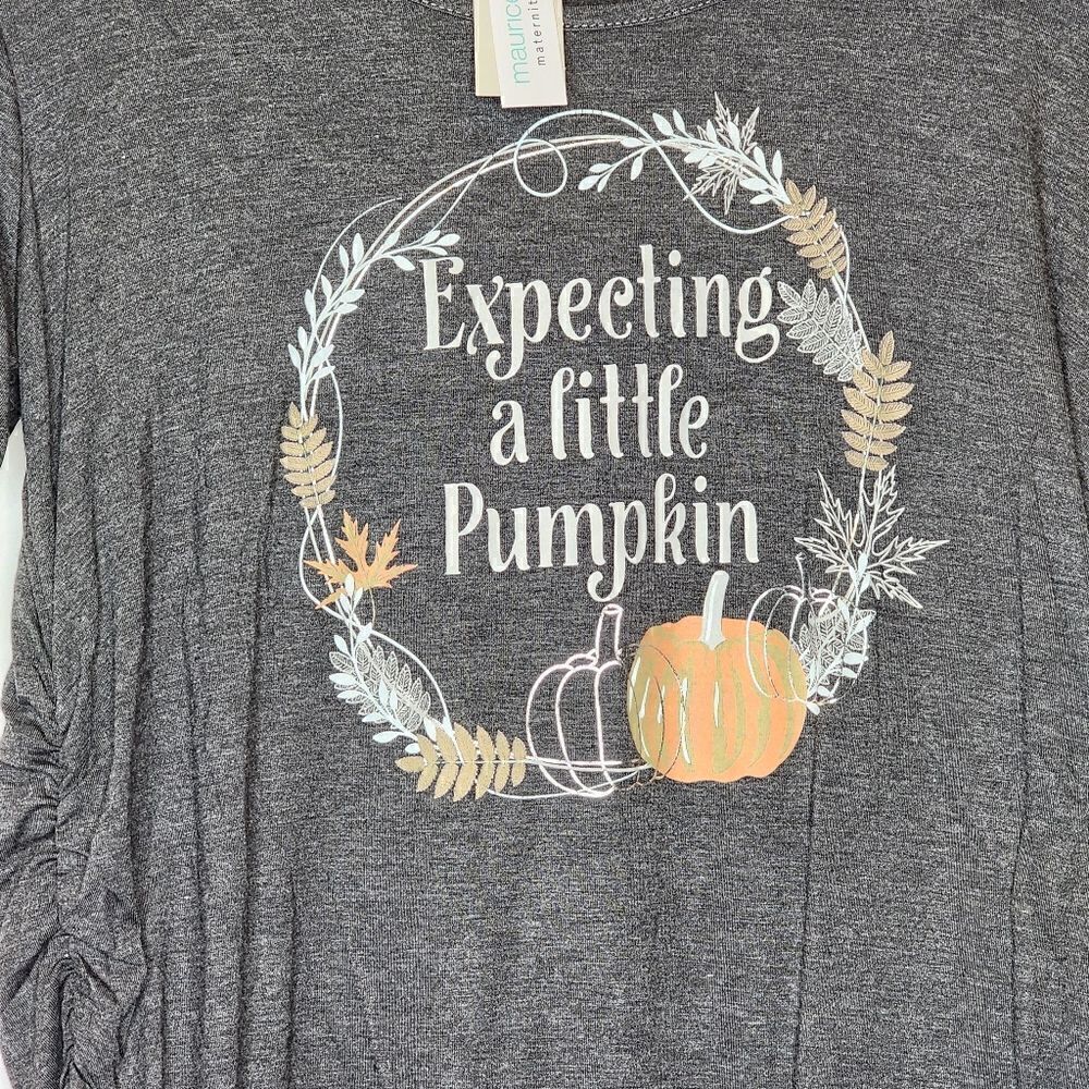 XL Maternity Expecting a Little Pumpkin Tee Fall Announcement Photo Halloween sh - Picture 4 of 9